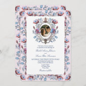 Roze Chinoiserie Fotobruiloft Kaart (Voorkant / Achterkant)