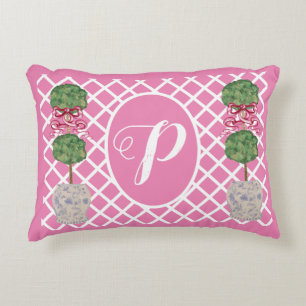 Roze Chinoiserie Ginger Jar Topiary Basket Accent Kussen