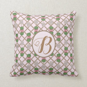 Roze Chinoiserie Ginger Jar Topiary Basket Kussen