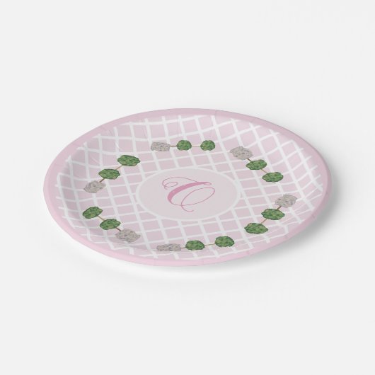 Roze Chinoiserie Ginger Jar Topiary Basket Papieren Bordje (Gekanteld)