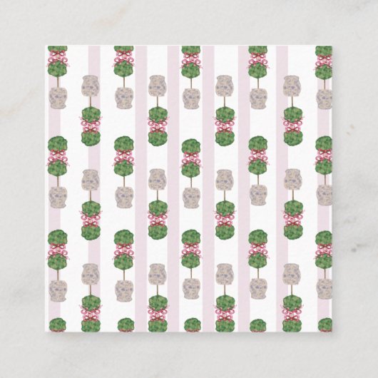 Roze Chinoiserie Ginger Jar Topiary Square B Vierkante Visitekaartje (Achterkant)