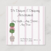 Roze Chinoiserie Ginger Jar Topiary Square B Vierkante Visitekaartje (Voorkant)