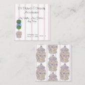 Roze Chinoiserie Ginger Jar Topiary Square B Vierkante Visitekaartje (Voorkant / Achterkant)