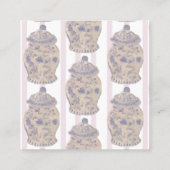 Roze Chinoiserie Ginger Jar Topiary Square B Vierkante Visitekaartje (Achterkant)