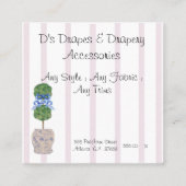 Roze Chinoiserie Ginger Jar Topiary Square B Vierkante Visitekaartje (Voorkant)