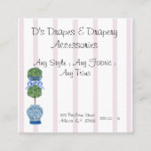 Roze Chinoiserie Ginger Jar Topiary Vierkante Visitekaartje (Voorkant)