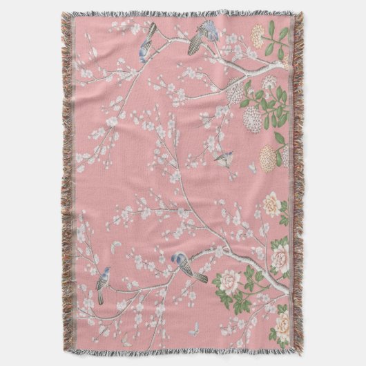Roze Chinoiserie Gooi Deken (Voorkant Verticaal)
