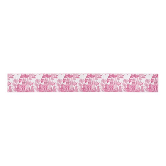 Roze Chinoiserie Grosgrain Lint (Voorkant)