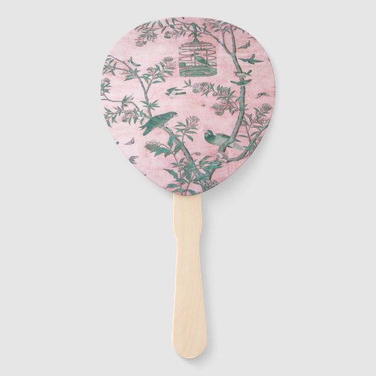Roze Chinoiserie Handwaaier (Achterkant)