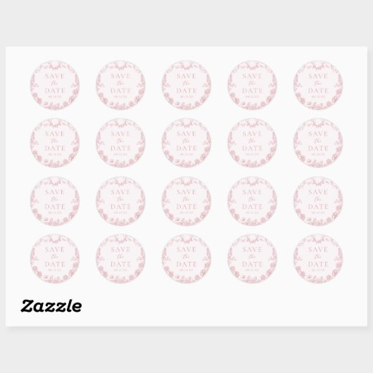 Roze Chinoiserie Huwelijk Save The Date Sticker (Vel)