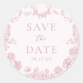 Roze Chinoiserie Huwelijk Save The Date Sticker (Voorkant)