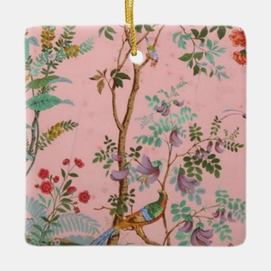 Roze Chinoiserie Keramisch Ornament (Voorkant)