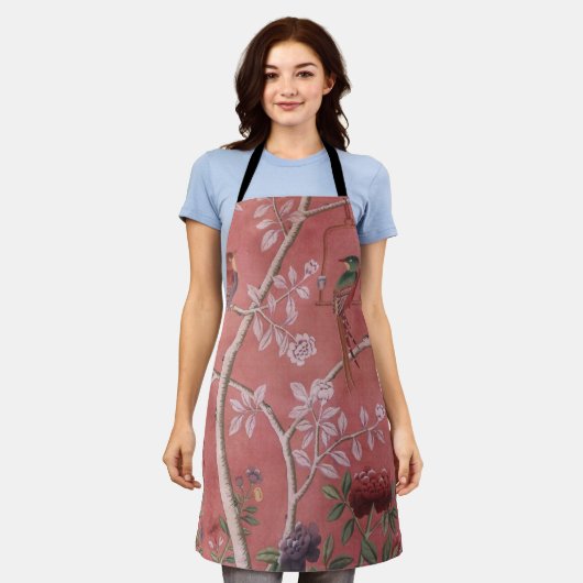 Roze Chinoiserie Keuken Koken Schort (Gedragen)