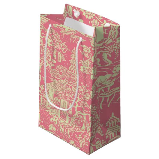 Roze Chinoiserie Klein Cadeauzakje (Voorkant Gekanteld)
