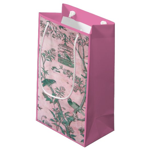 Roze Chinoiserie Klein Cadeauzakje (Achterkant Gekanteld)