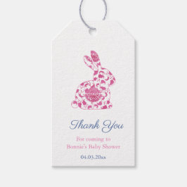 Roze Chinoiserie Konijn Baby Shower Favor Cadeaulabel