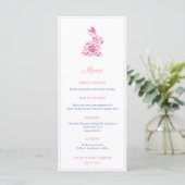 Roze Chinoiserie Konijn Bruiloft Feest Menu (Staand voorkant)