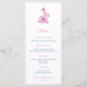 Roze Chinoiserie Konijn Bruiloft Feest Menu (Voorkant)