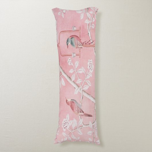 Roze Chinoiserie Lichaamskussen (Voorkant Verticaal)