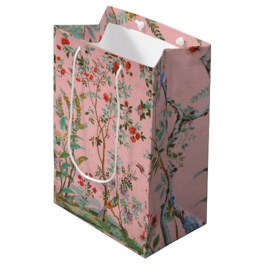 Roze Chinoiserie Medium Cadeauzakje (Voorkant Gekanteld)