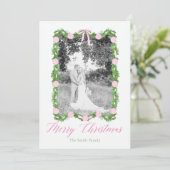 Roze Chinoiserie Ornament Garland Grandmillenial Kaart (Staand voorkant)