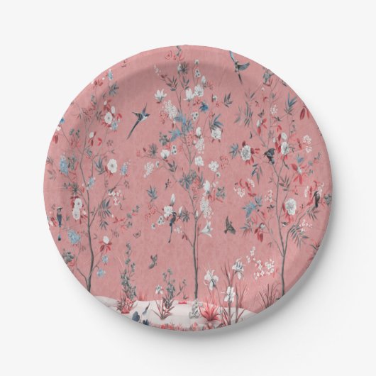 Roze Chinoiserie Papieren Bordje (Voorkant)