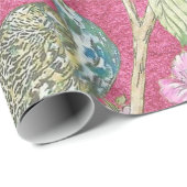 Roze Chinoiserie pauw bloemendecoupage Cadeaupapier (Rol Hoek)