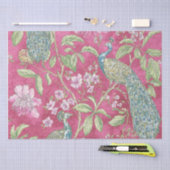 Roze Chinoiserie pauw bloemendecoupage Tissuepapier (Craft)