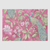 Roze Chinoiserie pauw bloemendecoupage Tissuepapier (Voorkant)