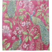 Roze Chinoiserie pauwenbloem Douchegordijn (Voorkant)