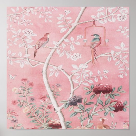 Roze Chinoiserie Poster (Voorkant)