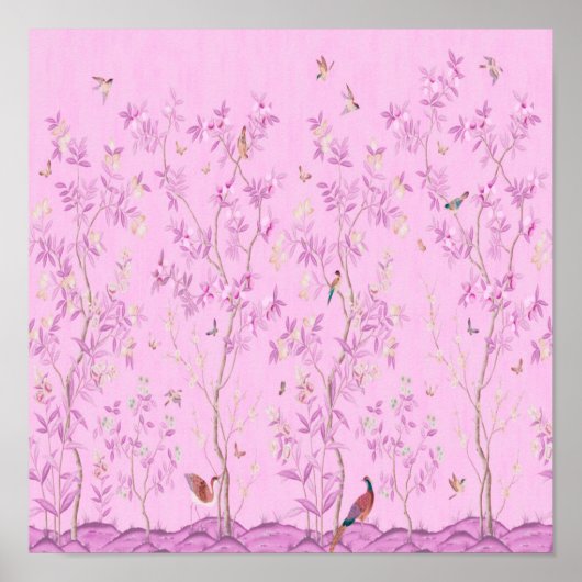 Roze Chinoiserie Poster (Voorkant)