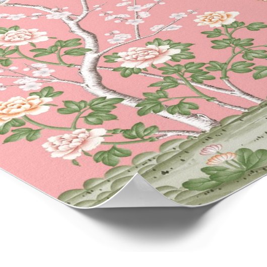 Roze Chinoiserie Poster (Hoek)