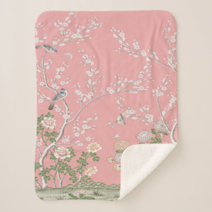Roze Chinoiserie Sherpa Deken