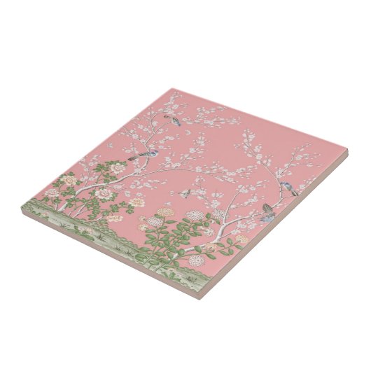 Roze Chinoiserie Tegeltje (Zijkant)