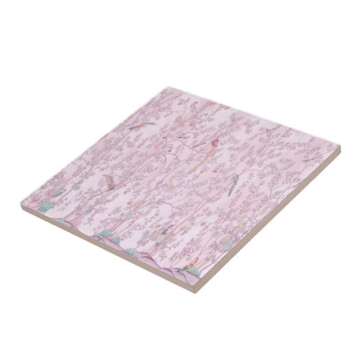 Roze Chinoiserie Tegeltje (Zijkant)