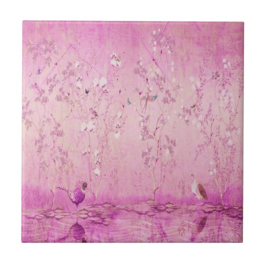 Roze Chinoiserie Tegeltje (Voorkant)