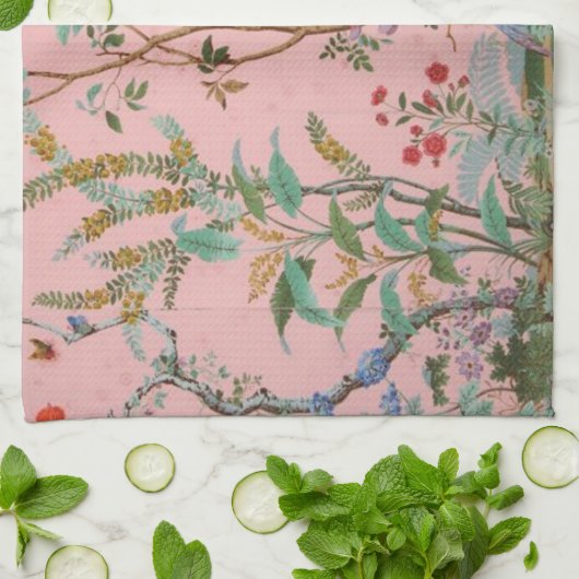 Roze Chinoiserie Theedoek (Gevouwen)