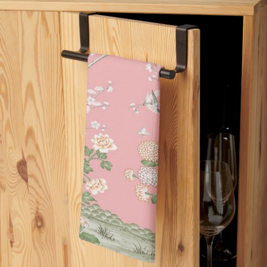 Roze Chinoiserie Theedoek (Derde Gevouwen)