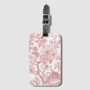 Roze Chinoiserie Toile Draak Kersenbloesem Bagagelabel