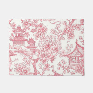 Roze Chinoiserie Toile Draak Kersenbloesem Deurmat