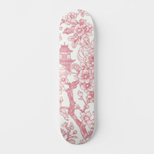Roze Chinoiserie Toile Draak Kersenbloesem Persoonlijk Skateboard