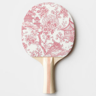 Roze Chinoiserie Toile Draak Kersenbloesem Tafeltennisbatje