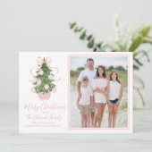 Roze Chinoiserie Tree Kerstkaart Kaart (Staand voorkant)