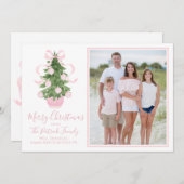 Roze Chinoiserie Tree Kerstkaart Kaart (Voorkant / Achterkant)