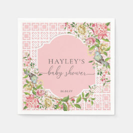 Roze Chinoiserie Trianon Baby shower Papier Servet