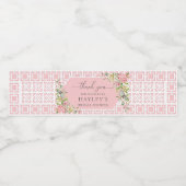 Roze Chinoiserie Trianon Dank u Favor Waterfles Etiket (Enkel label)