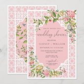 Roze Chinoiserie Trianon Trouwdouche Kaart (Voorkant / Achterkant)