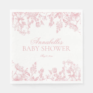 Roze Chinoiserie Vintage Bloemige Baby Shower Dess Servet