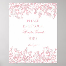 Roze Chinoiserie Vintage Bloemige Recept Delen Poster